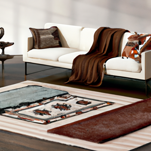 מגוון שטיחים מסוגננים המוצגים בסלון נעים.